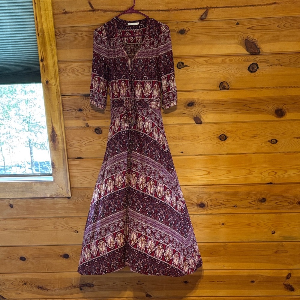 Chic Long Sleeve Patterned Dress